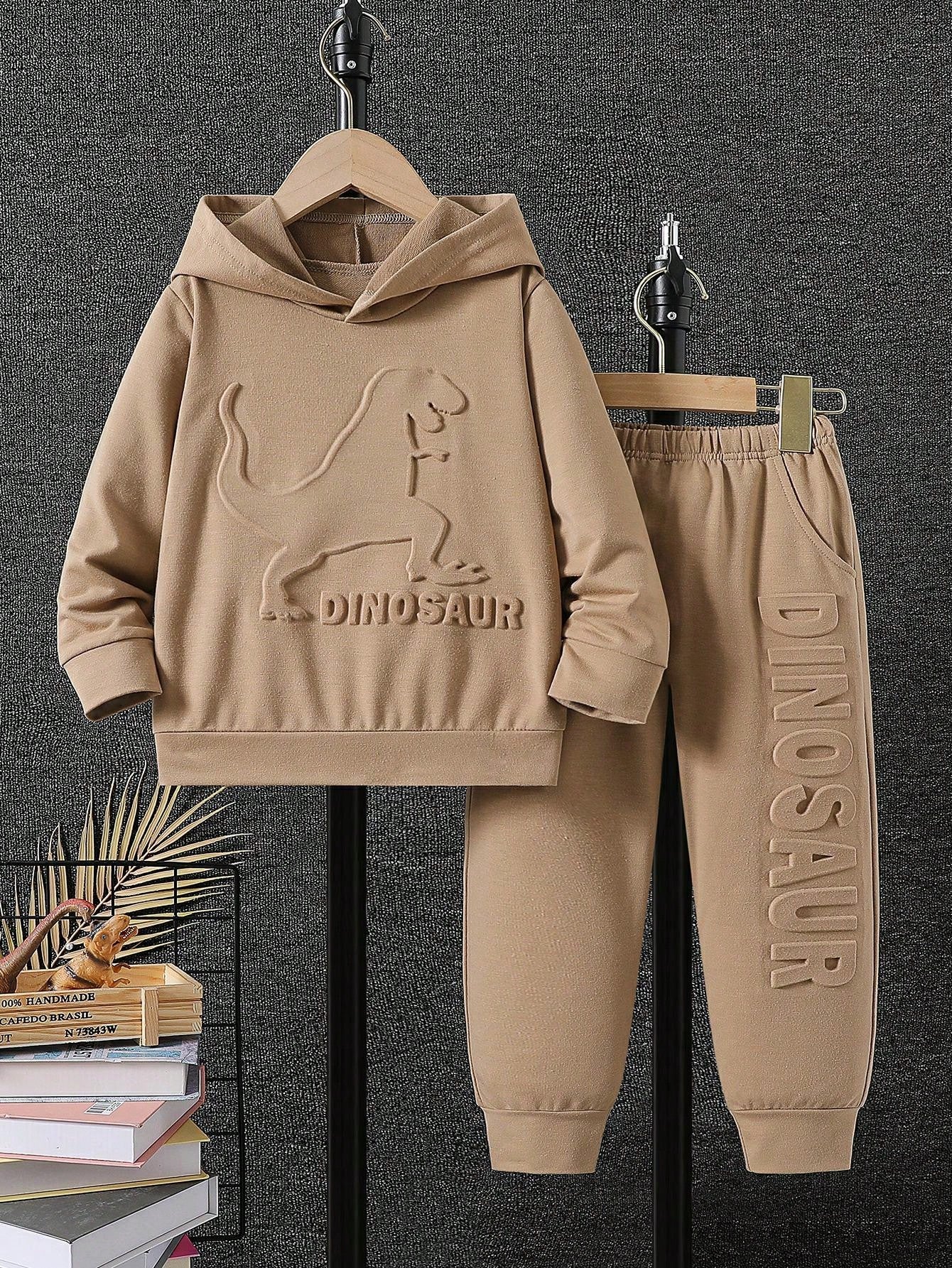 Young Boy Casual 3D 2/pc Dinosaur Hooded Sweat Set