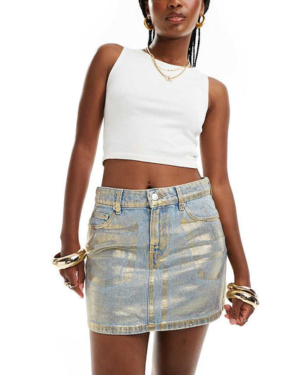 Denim Pelmet Goddess Gold Aura Mini Skirt