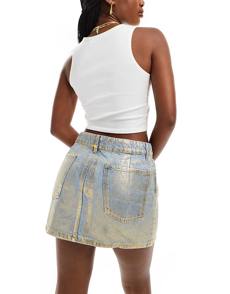 Denim Pelmet Goddess Gold Aura Mini Skirt